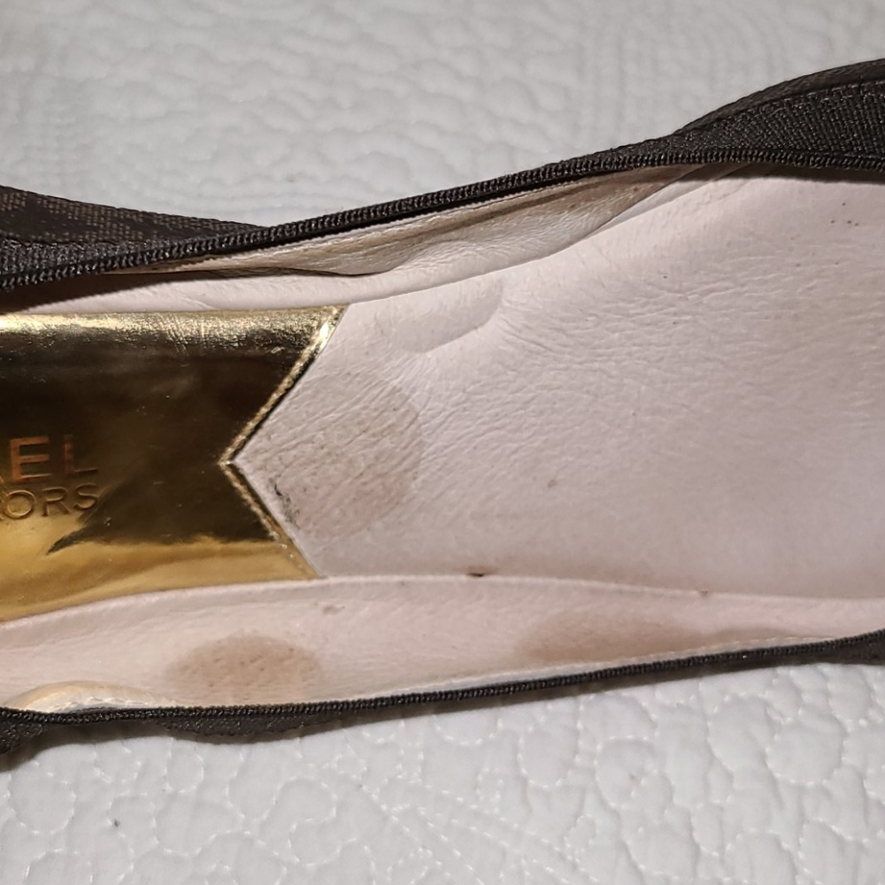 Brown MK flats small fold logo pattern with bow - Picture 9 of 11